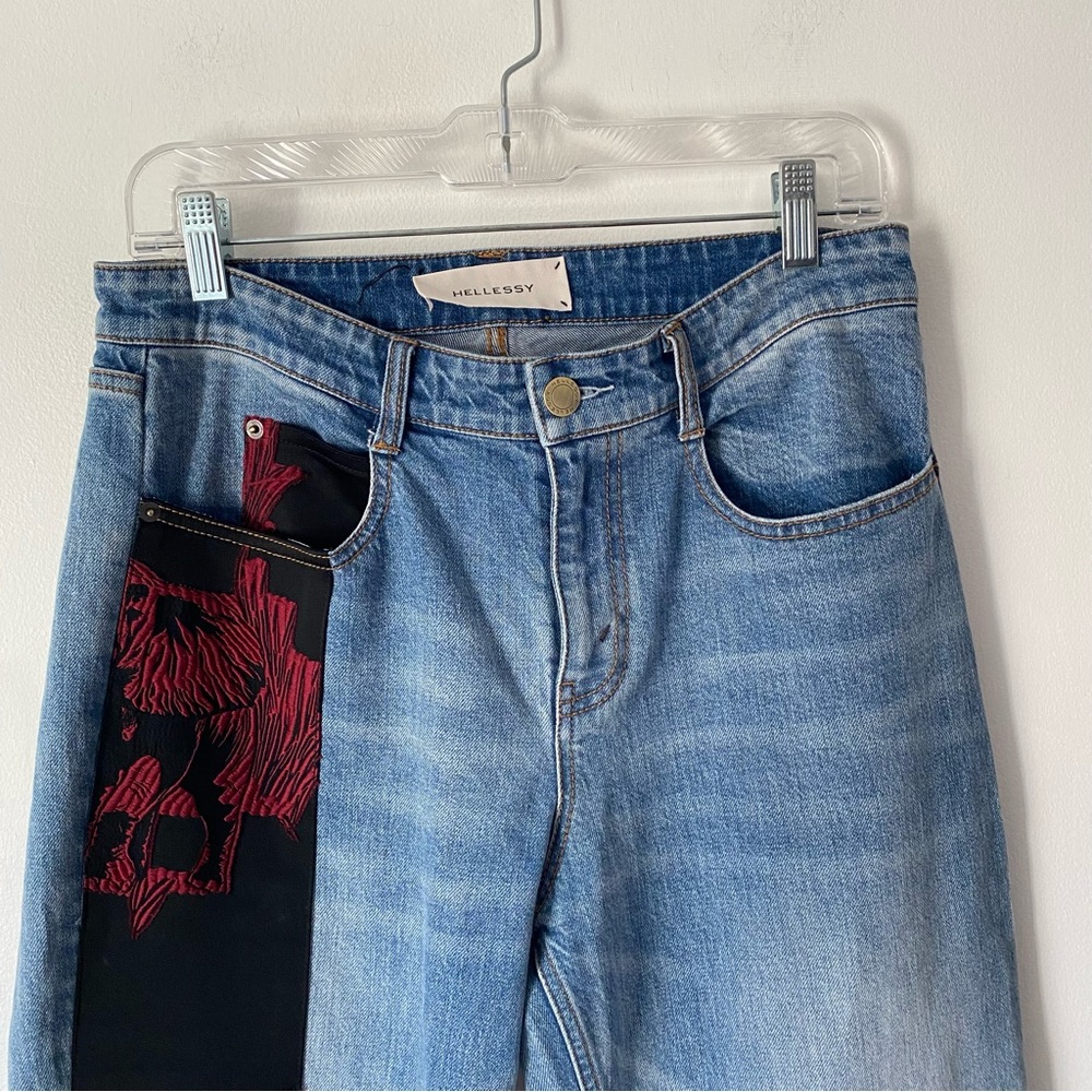 Hellessy Blue Lili Patchwork High Rise Straight J… - image 6